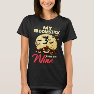Halloween min Broomstick Springa på Vin Witch Drun T Shirt