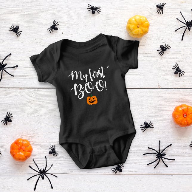 Halloween min första boo! Pumpkin T Shirt (Cute Halloween Pumpkin My First Boo! Baby Bodysuit)