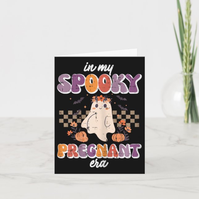 Halloween min pooky Pregant Era Retro Ghost Costu Kort (Framsida)