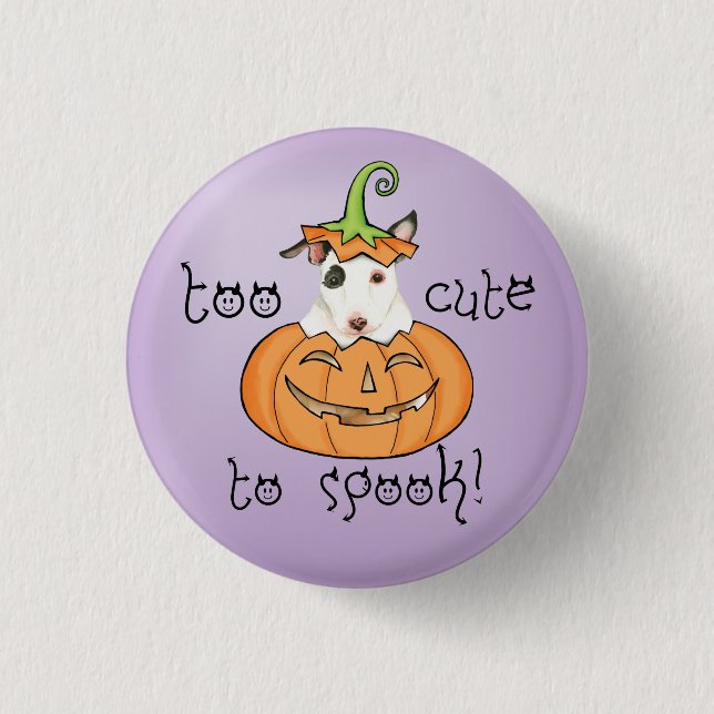 Halloween Mini Bull Terrier Pinback Button Knapp (Framsida)