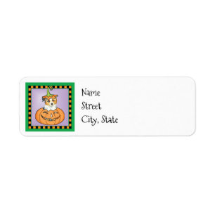 Halloween Miniature American Shepherd Returadress Etikett