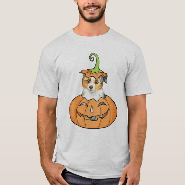 Halloween Miniature American Shepherd T Shirt (Framsida)