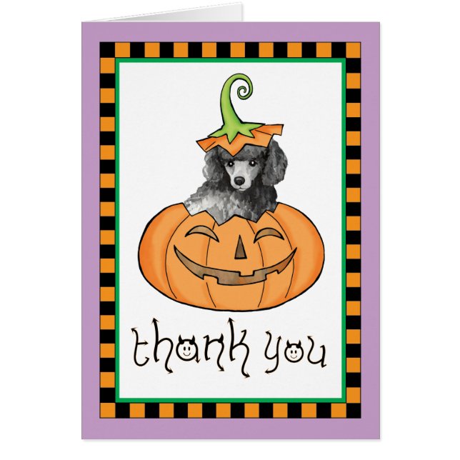 Halloween Miniature Pudel Tack OBS Kort (Framsidan)