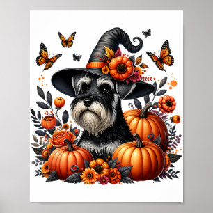 Halloween Miniature Schnauzer Hund Pumpkin Autumn Poster