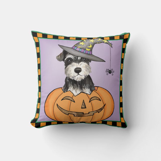 Halloween miniatyrSchnauzer Kudde (Framsida)