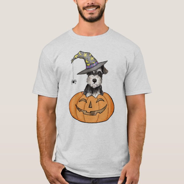 Halloween miniatyrSchnauzer Tee Shirt (Framsida)