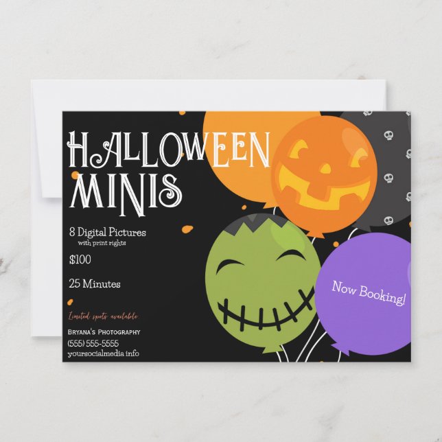 Halloween Minis Fotografering Bilder Flyer  Inbjudningar (Framsida)