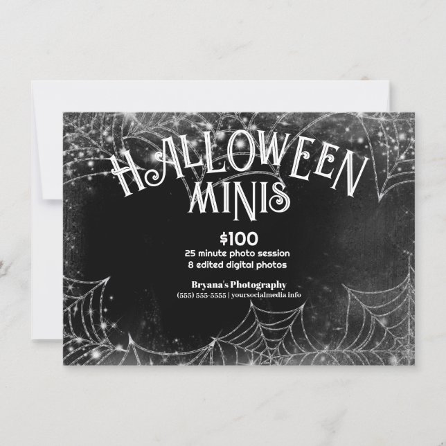 Halloween Minis Spindelnät Fotografering Bilder Inbjudningar (Framsida)