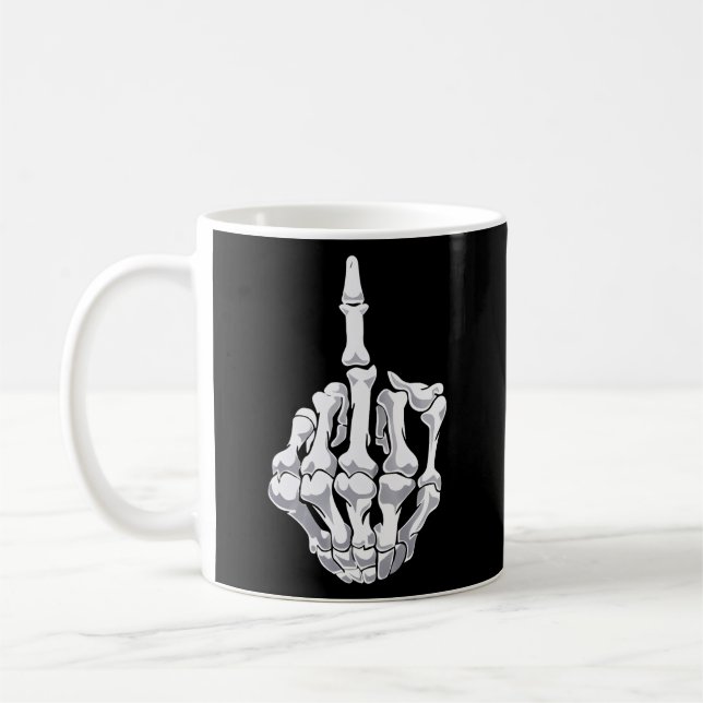 Halloween Mitten Finger Skeleton Hand Skull Kaffemugg (Vänster)