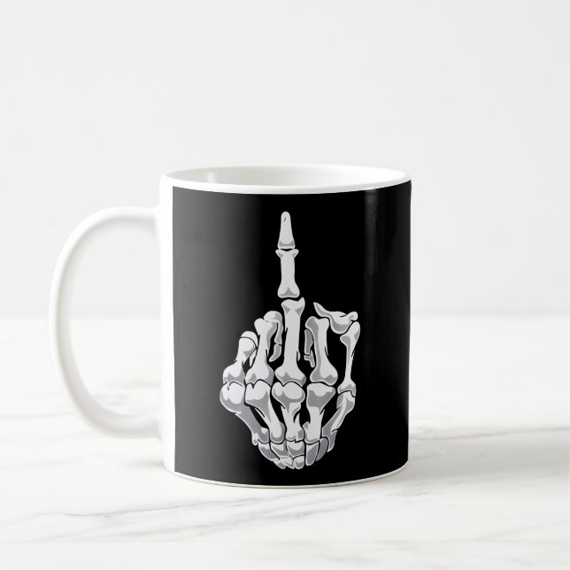 Halloween Mitten Finger Skeleton Hand Skull Kaffemugg (Vänster)