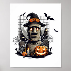 Halloween Moai Statue-kulturen Poster