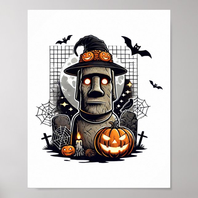 Halloween Moai-staty Forntida Kultur  Poster (Framsidan)