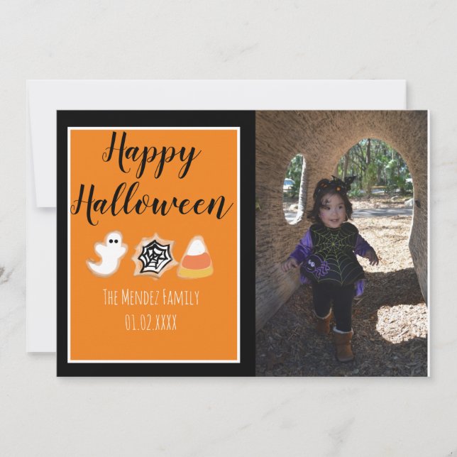 Halloween Modern Baked Cookies-fotokort Julkort (Framsida)
