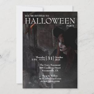 Halloween Modern gotisk häxkvast Mörk bild Inbjudningar