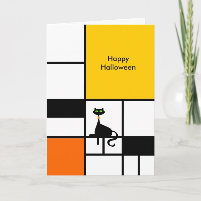Halloween- Modern konstkatt Helgkort (Framsida)