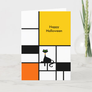 Halloween- Modern konstkatt Helgkort