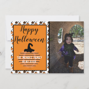 Halloween Modern Pumpamönster Fotokort Julkort