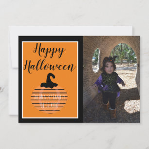 Halloween Modern Pumpamönster Fotokort Julkort