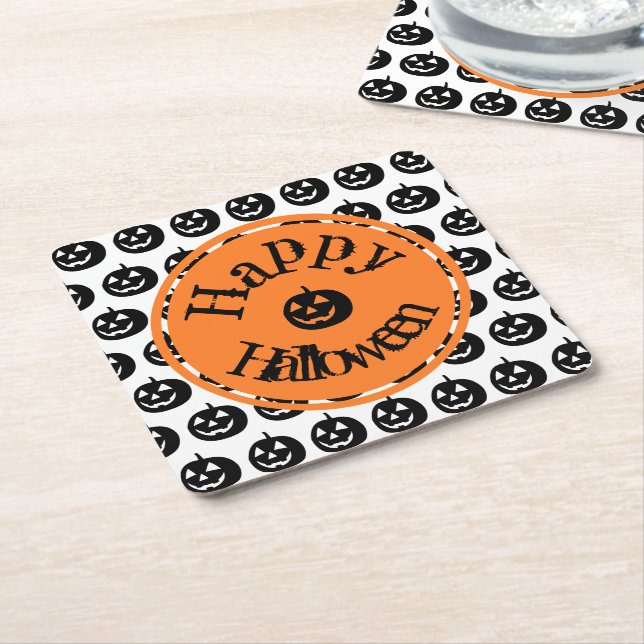 Halloween Modern Pumpkin Design Underlägg Papper Kvadrat (Vinklad)