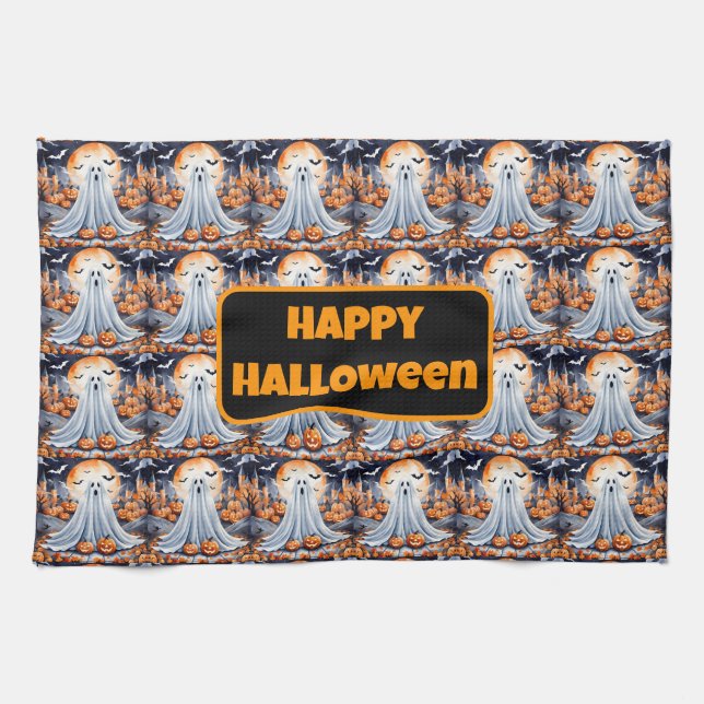 Halloween Modern Pumpkin-höstsamling Kökshandduk (Horisontell)