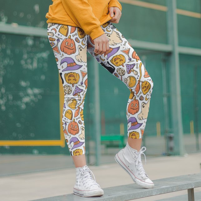 Halloween Modern Spooky Black Cat Pumpkins Witch Leggings (Skapare uppladdad)