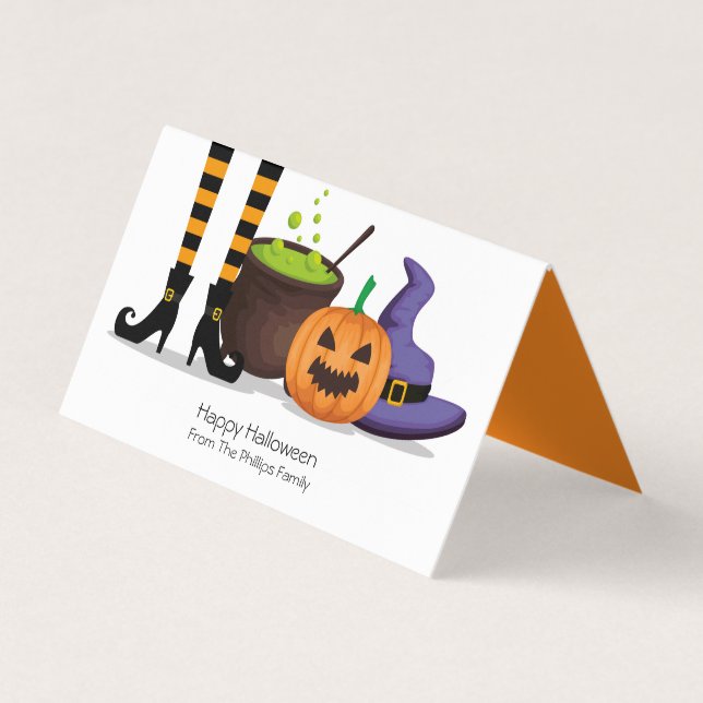 Halloween Modern Witch Treat Goodie Bag Märkre Visitkort (Framsida)