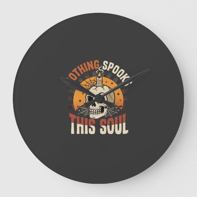 Halloween Modig Skelett Natt Stor Klocka (Framsida)