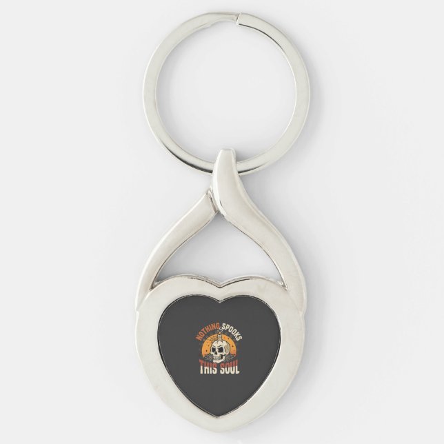 Halloween Modig Skelett Natt Twisted Heart Silverfärgad Nyckelring (Framsidan)