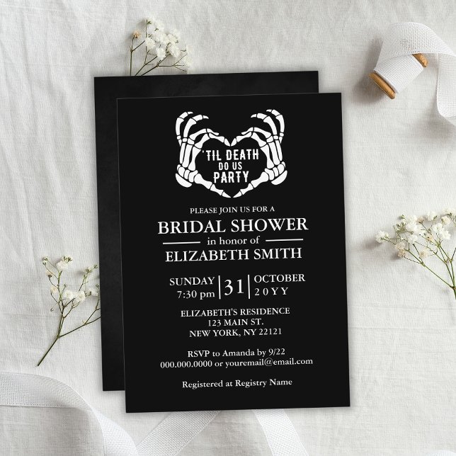 Halloween Möhippa - Til Death Do US Party Inbjudningar (Til Death Do Us Party Halloween Bridal Shower Invitation
)