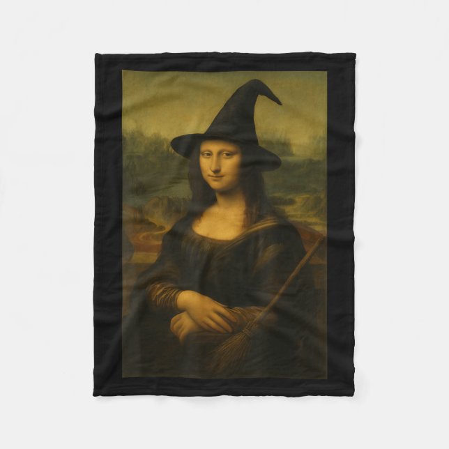 Halloween Mona Lisa Häxa  Fleecefilt (Framsidan)