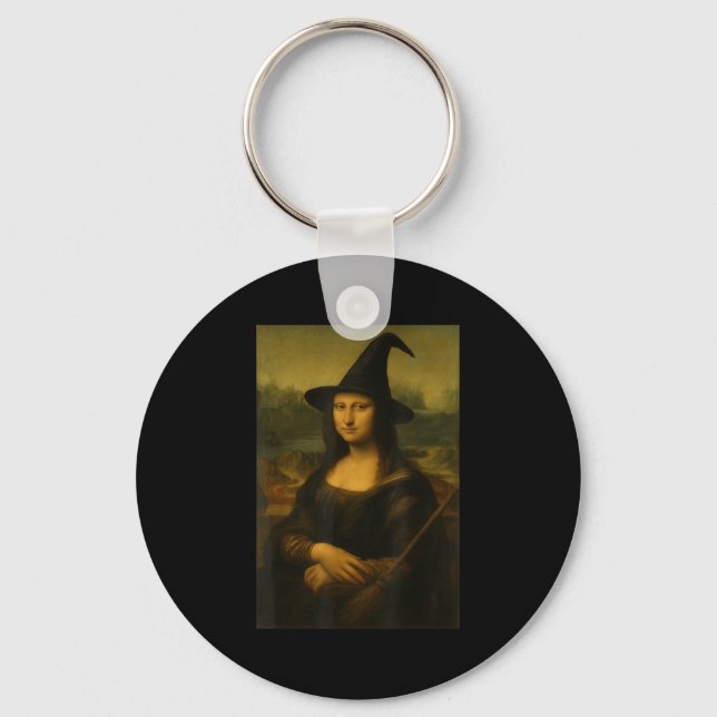 Halloween Mona Lisa Häxa  Nyckelring (Framsida)