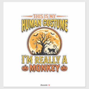 Halloween Monkey Kostym Vintage Shirt Design_1 Klistermärken