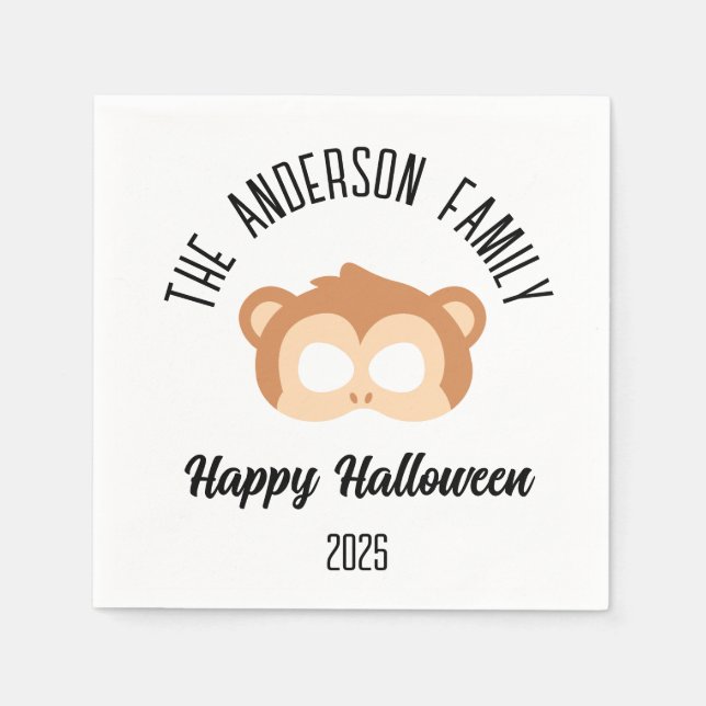 Halloween Monkey Mask Masqueraupplag Pappersservett (Framsidan)