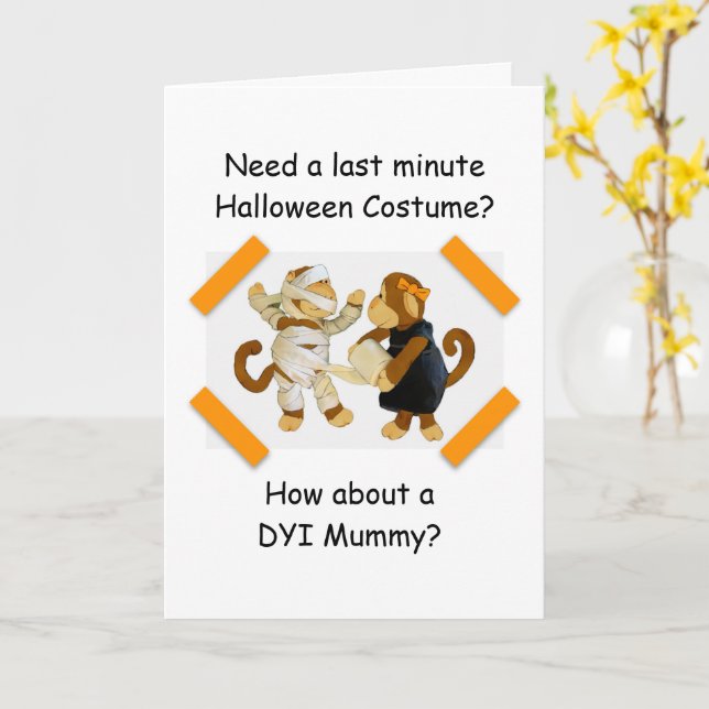 Halloween Monkey Mummy Card Kort (Gul blomma)