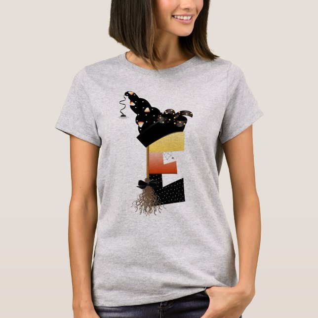 Halloween Monogram Brev E T Shirt (Framsida)
