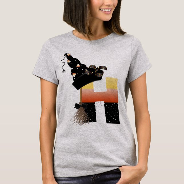 Halloween Monogram Brev H T Shirt (Framsida)