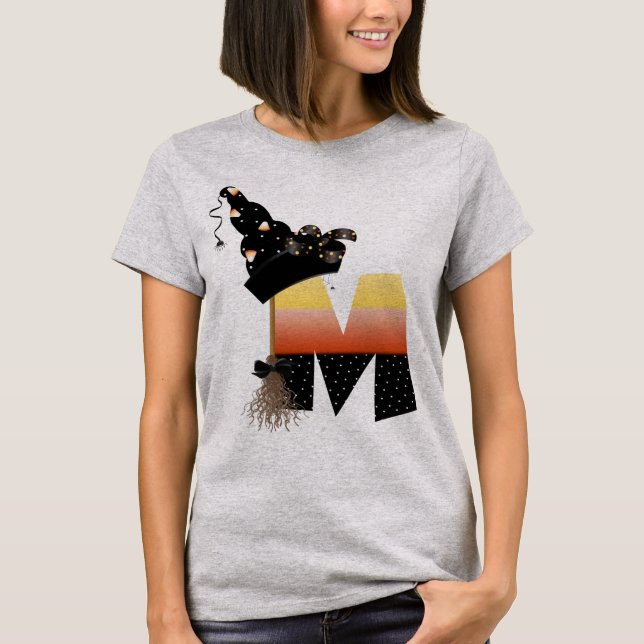 Halloween Monogram Brev M T Shirt (Framsida)