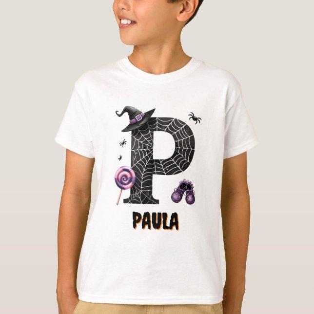 Halloween-monogram P T Shirt (Framsida)