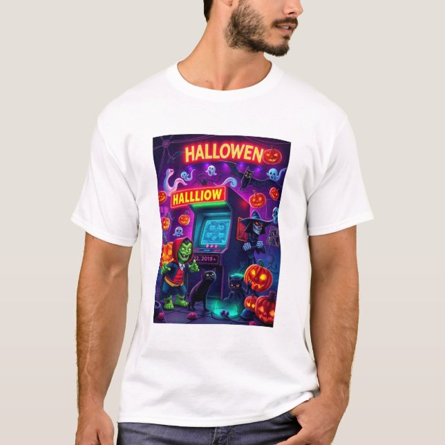 Halloween Monster Arkadspel T Shirt (Framsida)