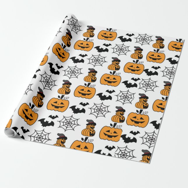 Halloween Mönster Art-utskrift Presentpapper (Utrullad)