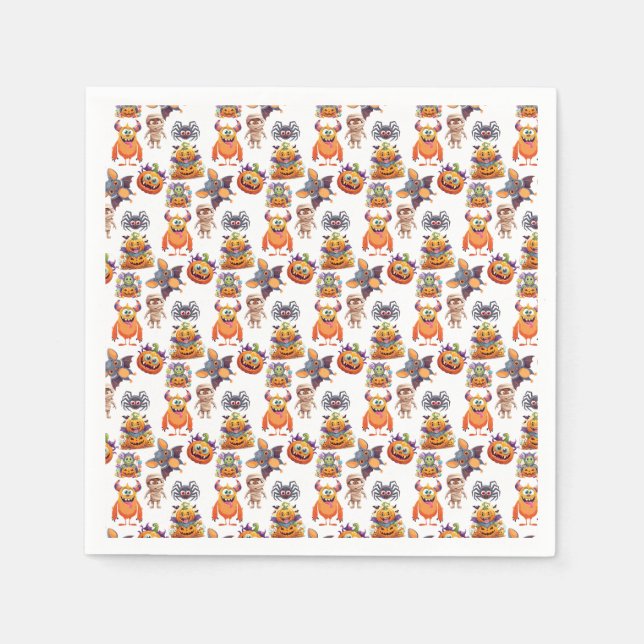 Halloween-mönster av kräkningar pappersservett (Framsidan)