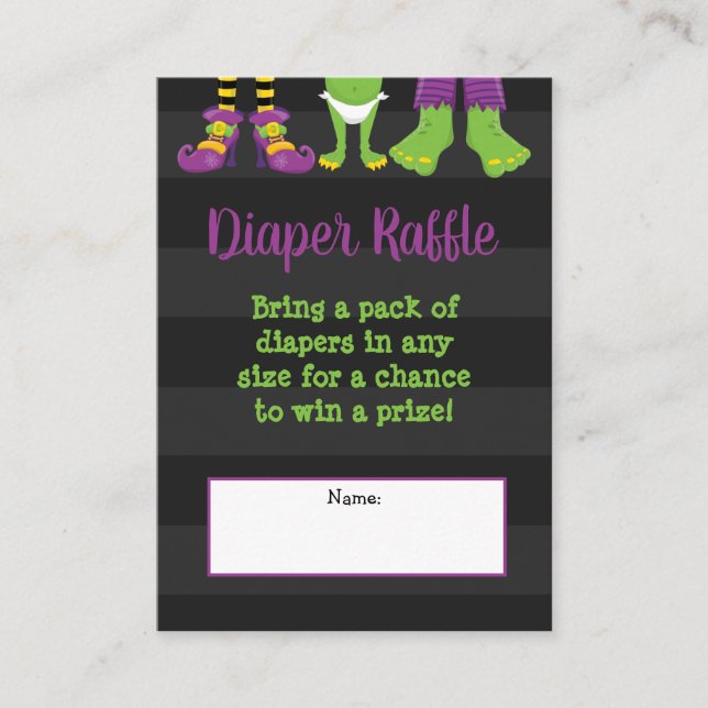 Halloween Monster Baby Shower Diaper Raffle Tilläggskort (Framsida)