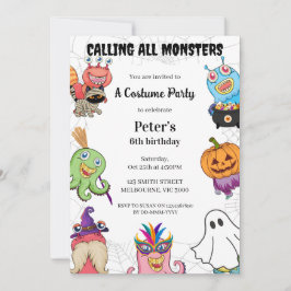 Halloween Monster Birthday Costume Party Inbjudningar
