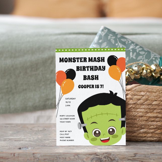 Halloween Monster Birthday-inbjudan Inbjudningar (Skapare uppladdad)