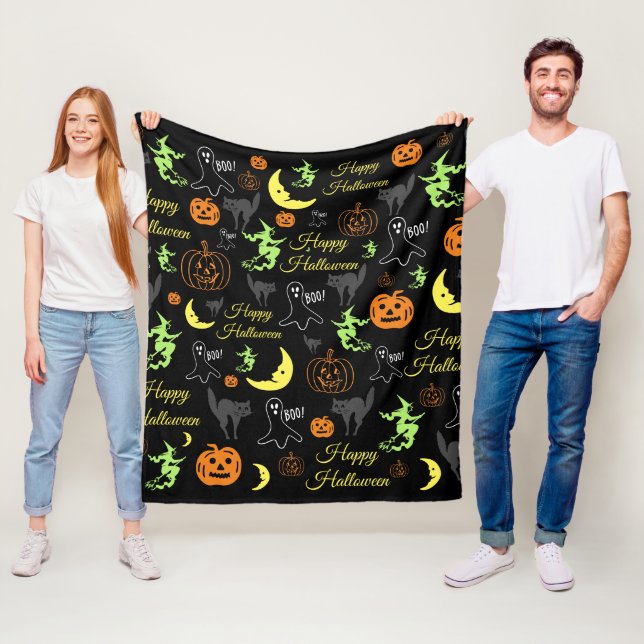 Halloween Mönster Black Fleecefilt (På plats)