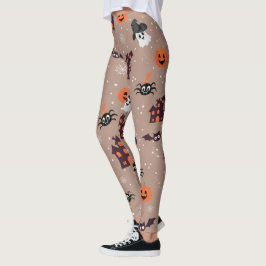 Halloween Mönster Blek Taupe Leggings