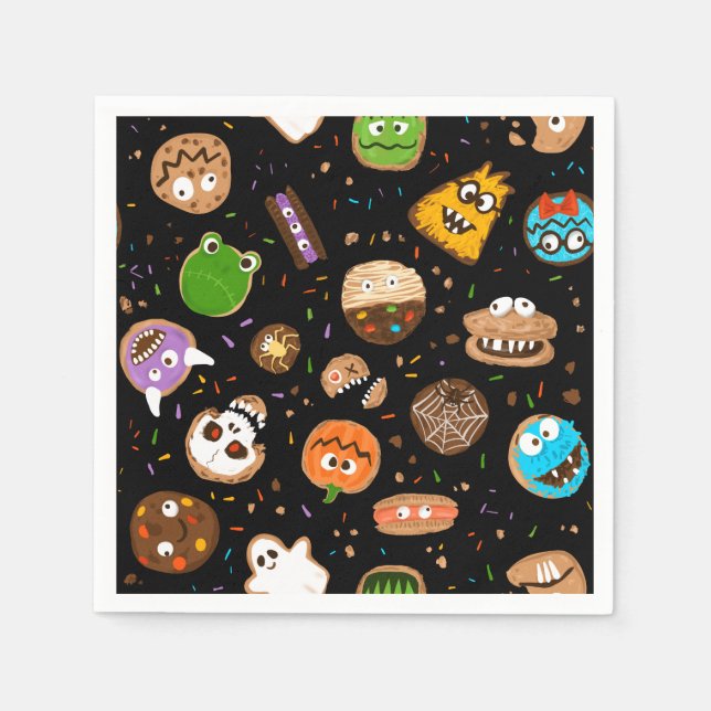 Halloween Monster Cookie rolig barnfest Pappersservett (Framsidan)