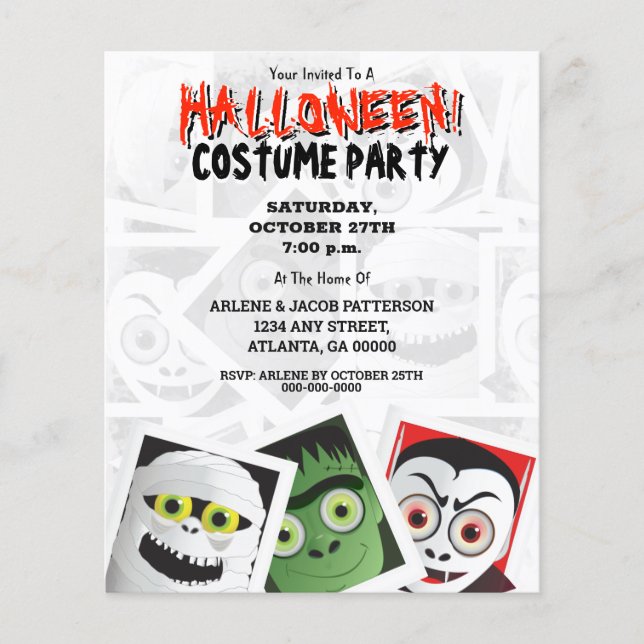 Halloween Monster Costume Party Inbjudan Flygblad (Framsidan)