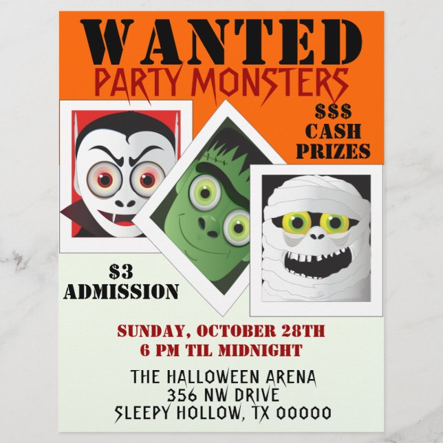 Halloween Monster Costume Party Inbjudan Reklamblad (Framsidan)