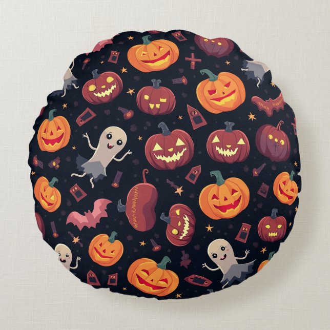 Halloween mönster cushion rund kudde (Framsidan)